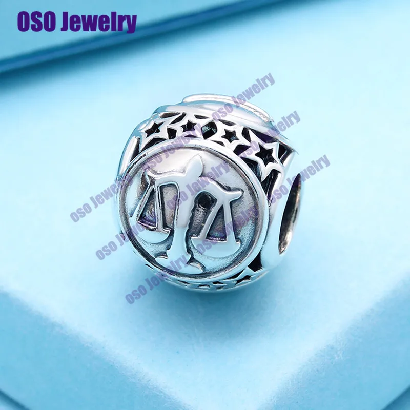 

Beads for Jewelry Making Libra Star Sign Charm Bead Fit bracelet silver 925 original colgantes de plata de ley 925