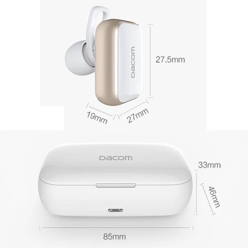 Мини наушники DACOM TWS с микрофоном беспроводные вкладыши зарядным устройством