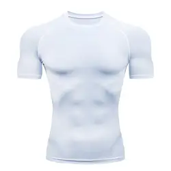 Мужская футболка уличная облегающая спортивная одежда, однотонный, стрейч быстросохнущая Беговая фитнес-футболка с короткими рукавами