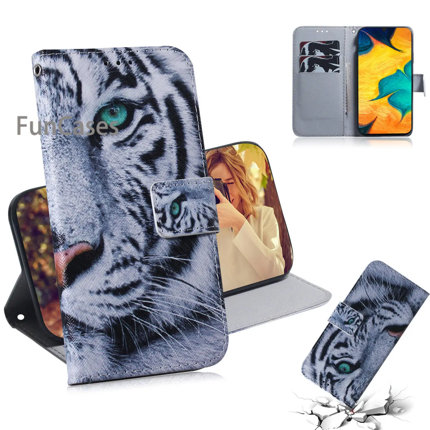 Чехлы Tiger Grid для телефона samsung A90 СПС capa A10 A20 A30 A40 A50 A60 A70 A80 флип чехол