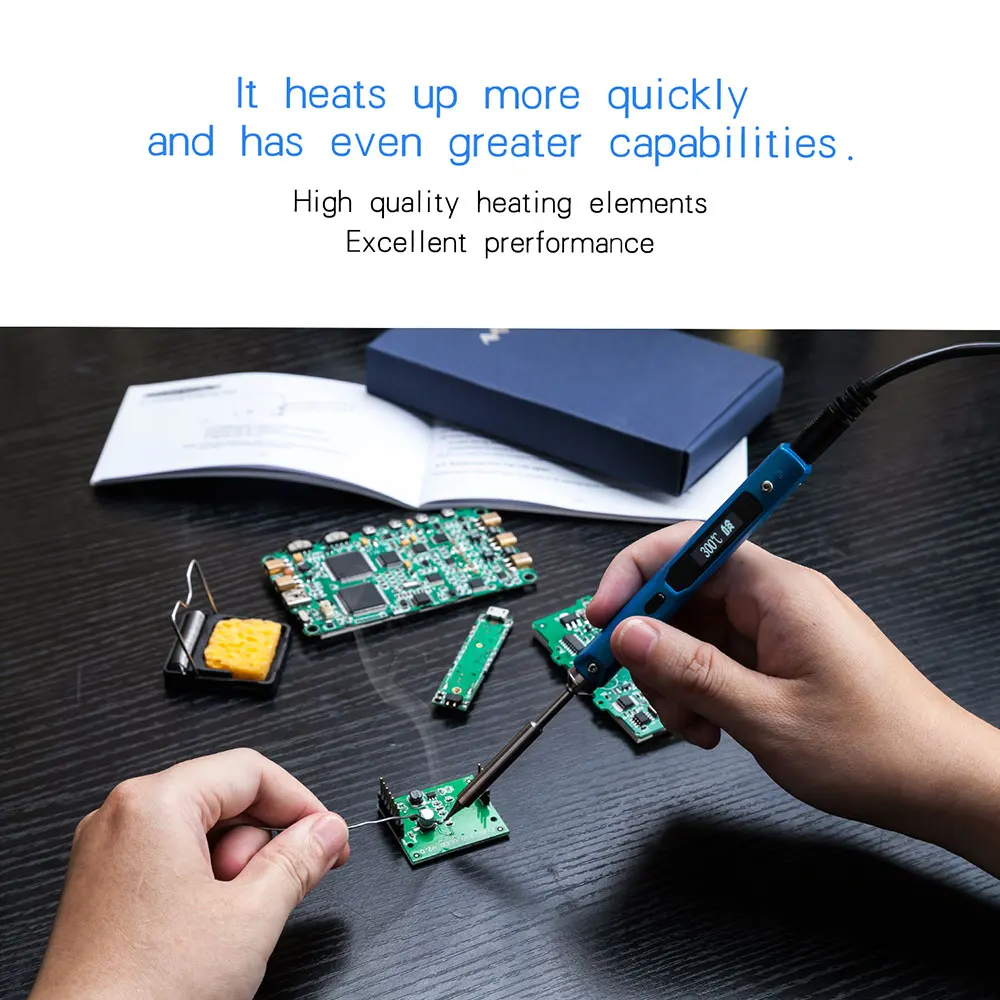 TS100 Mini Portable Smart Programmable Electric Soldering Iron Digital LCD Display Original Replacement Tip High Frequency+GIFT hot stapler plastic