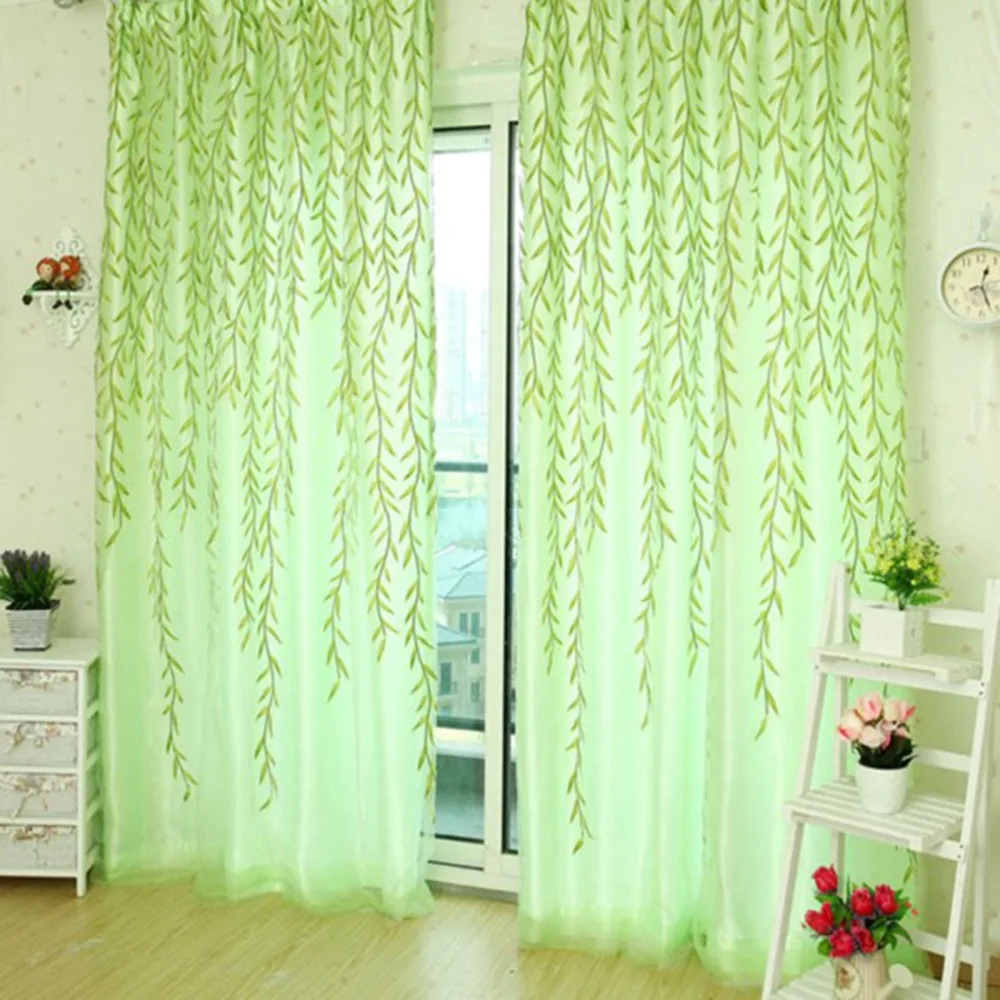 Nuevas cortinas de sheers al por mayor tules de hoja de sauce ventana 3d cortinas transparentes para sala de estar cortinas para dormitorio Cocina Nuevas cortinas de sheers al por mayor tules de hoja de sauce ventana 3d cortinas transparentes para sala de estar cortinas para dormitorio Cocina