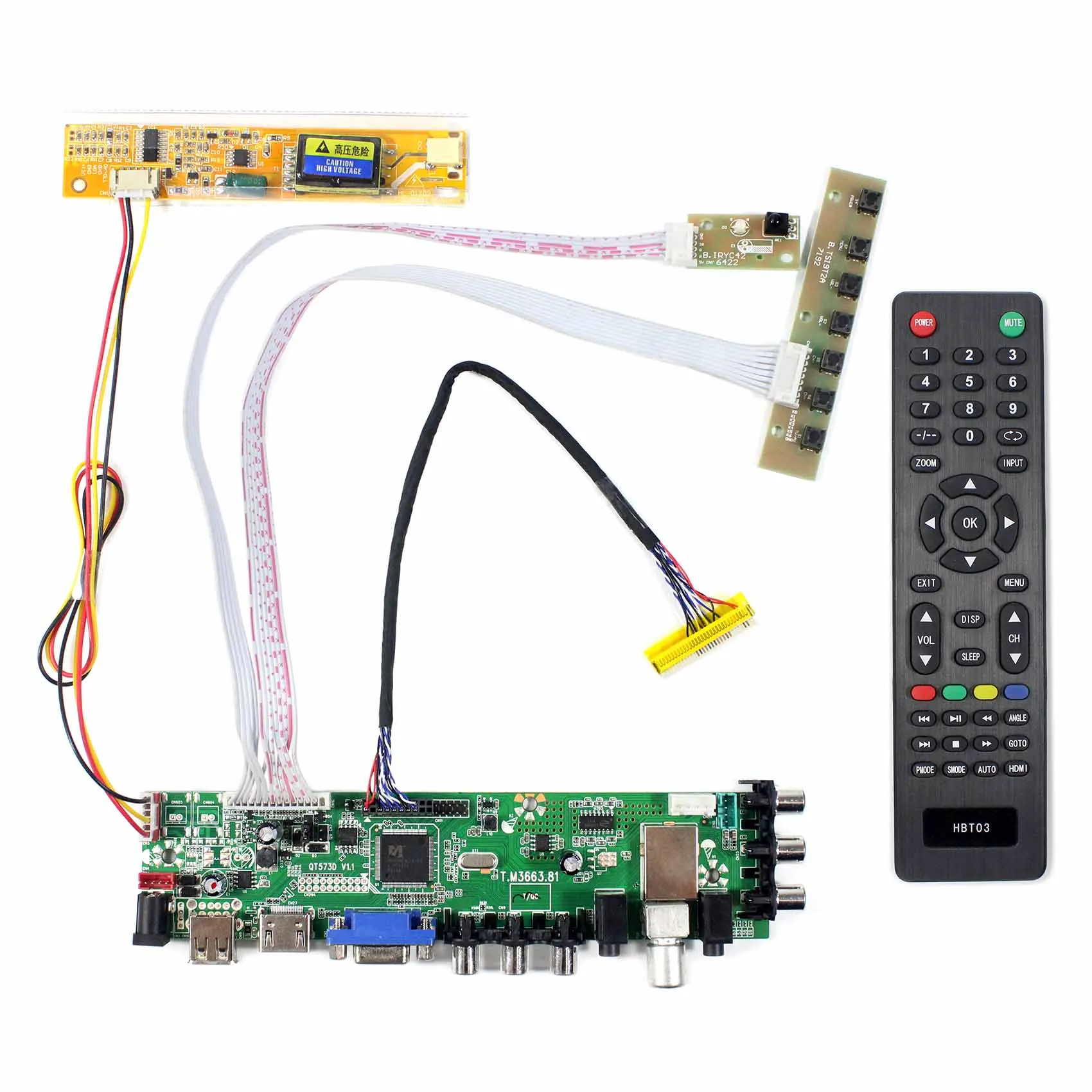 

HD MI VGA AV USB ATV DTV LCD Controller Board work for 14.1 15.4" 1280x800 1 CCFL 30Pin LVDS panel, such as B154EW01 LTN141AT10