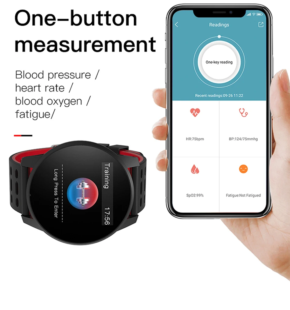 Смарт-часы для мужчин и женщин 1,3 дюймов TFT динамический Пульс кровяное давление кислородный монитор Круглый циферблат спортивные режимы водонепроницаемый IOS Android