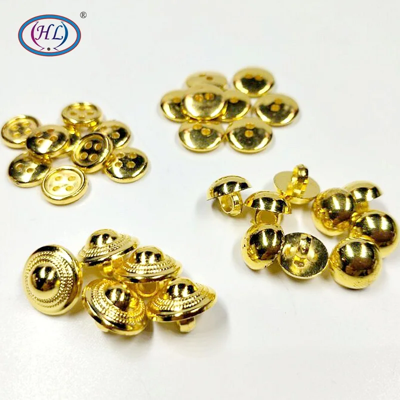 

HL 4 Styles Plating Gold Metal Buttons DIY Accessories Garment Sewing Notions 100pcs