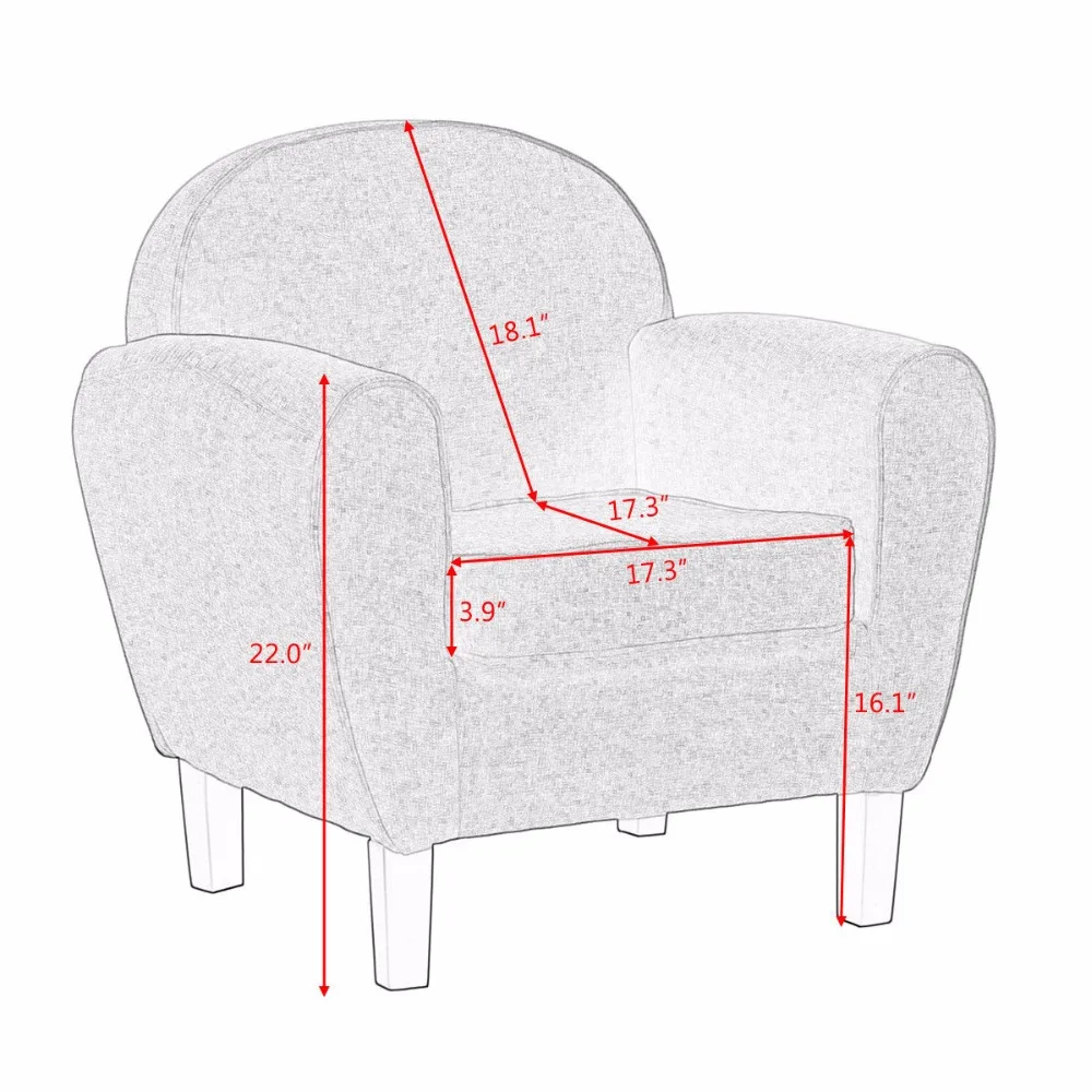 Goplus Arm Chair Modern Single Sofa Leisure Accent Fabric Upholstered Wood Leg Sponge Sofa Gray Living Room Furniture HW56720