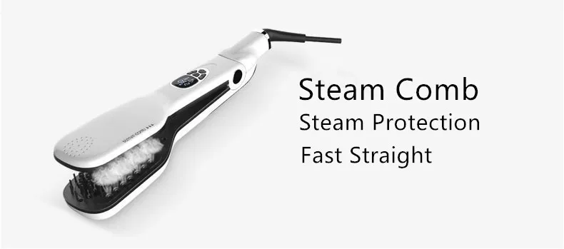 Горячая Европа Вилку Chapinha Profissional Hair Straightener Titanium 3D Массаж Гребень Водяного Пара Прямо Железа ЖК-Красный Черный Белый