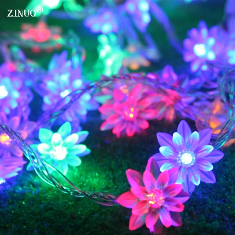 

ZINUO Fairy String Light 10M 100pcs Lotus Flowers Led String Garland Light For Christmas Wedding Party home luminaria decoration