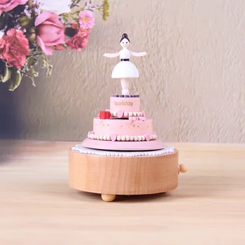 

Wooden ballet dance rotating music box wooden crafts children's toys retro birthday gift creative home decoration accessories