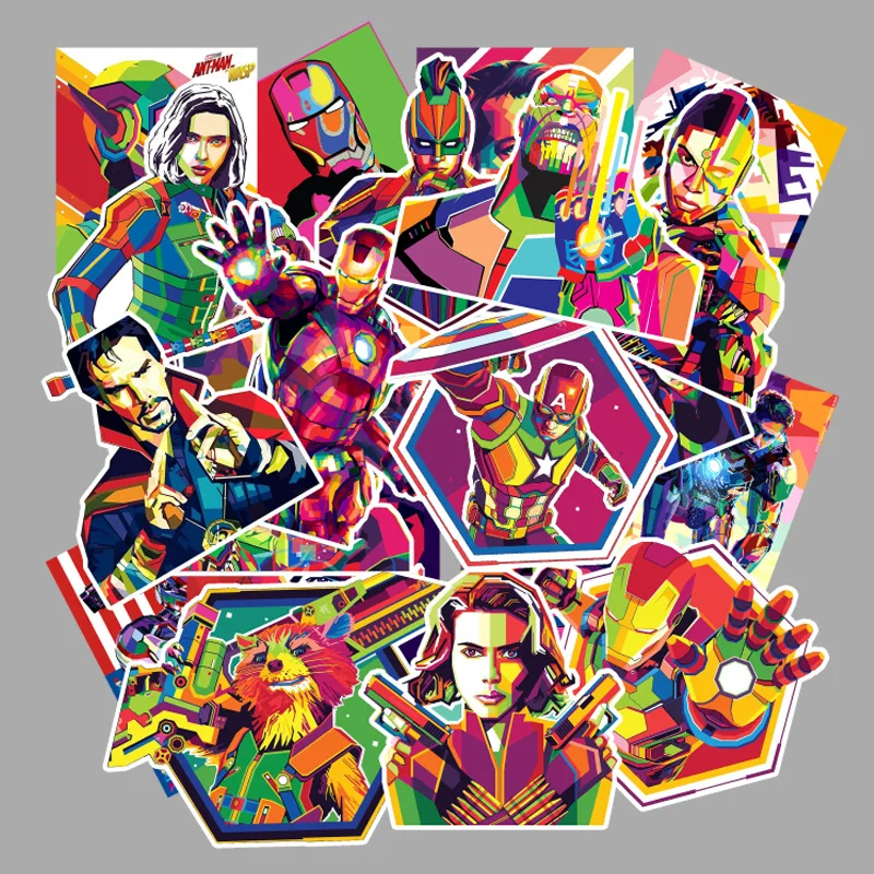 

51Pcs Avengers Movie Stickers Marvel for Kids Toy Laptop Luggage Car Moto Skateboard PVC Waterproof Cartoon Anime Game Stickers
