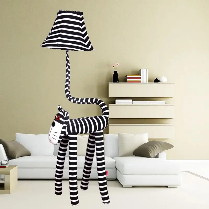 Cute Stripe Cat Children S Room Floor Lamp Cartoon Fabric Kid Stripe Cat Children S Room Floor Lamp