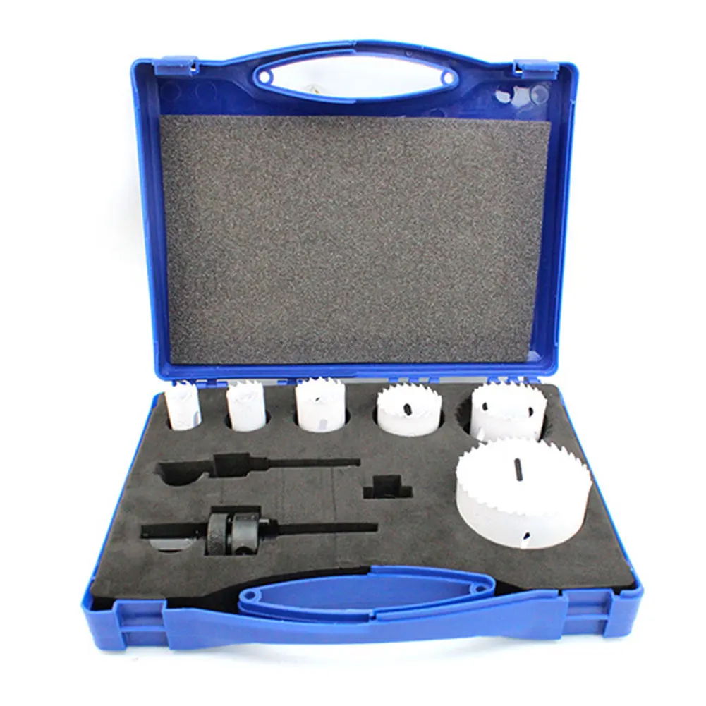 

9pcs/Set Accessories Metal 22-68mm Cutting Kit Powerful Thread Drilling Tool Crafts Woodworking Hole Saw HSS Drill Bits Bi-Metal