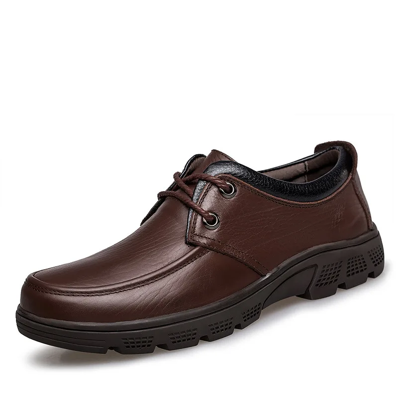 New winter men's single toe cowhide leather business casual shoes plus size 47 48 free shipping | Обувь