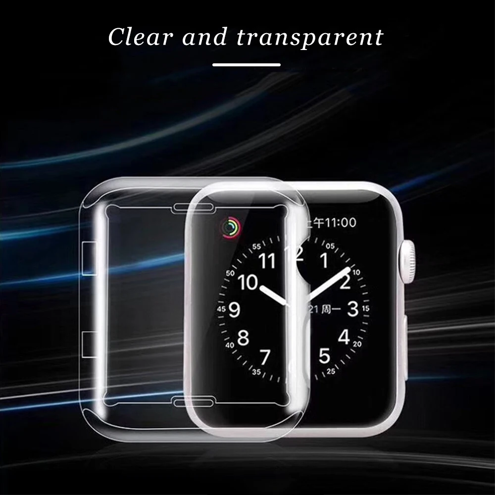Силиконовый ТПУ прозрачный мягкий чехол для часов Apple Watch серии 4 1 2 3 42 мм/38 мм/44