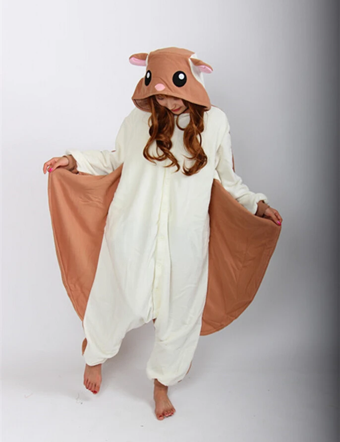 Kigurumi, пижамы для взрослых с летающей белкой, пижама, мультяшный комбинезон, пижамы унисекс, косплей, костюм для Хэллоуина, вечерние