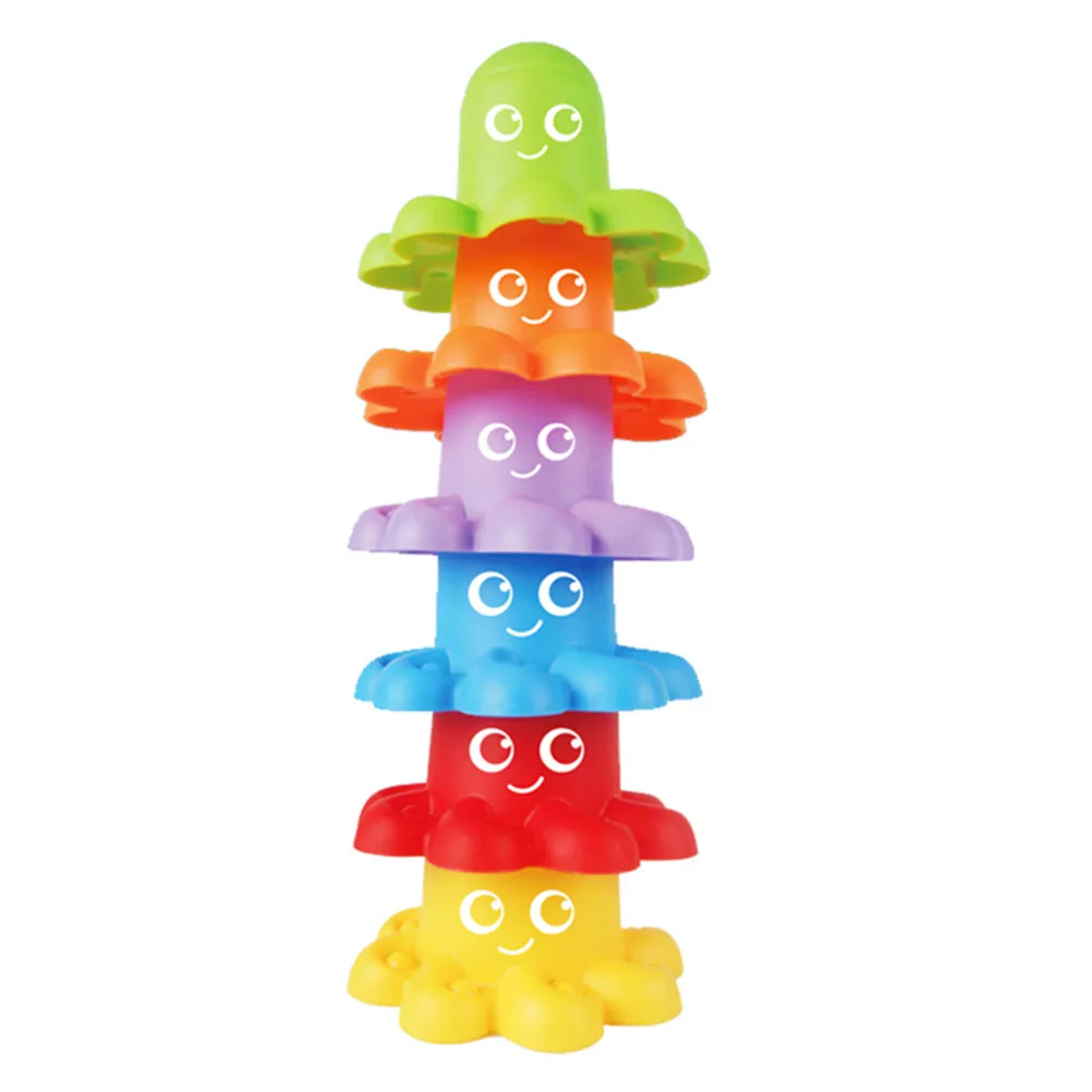 6 шт. Осьминог утка Медведь пирамида из чашек ванная комната водные игры образовательные игрушки для детей деятельности набор игрушек для ванной - Цвет: octopus