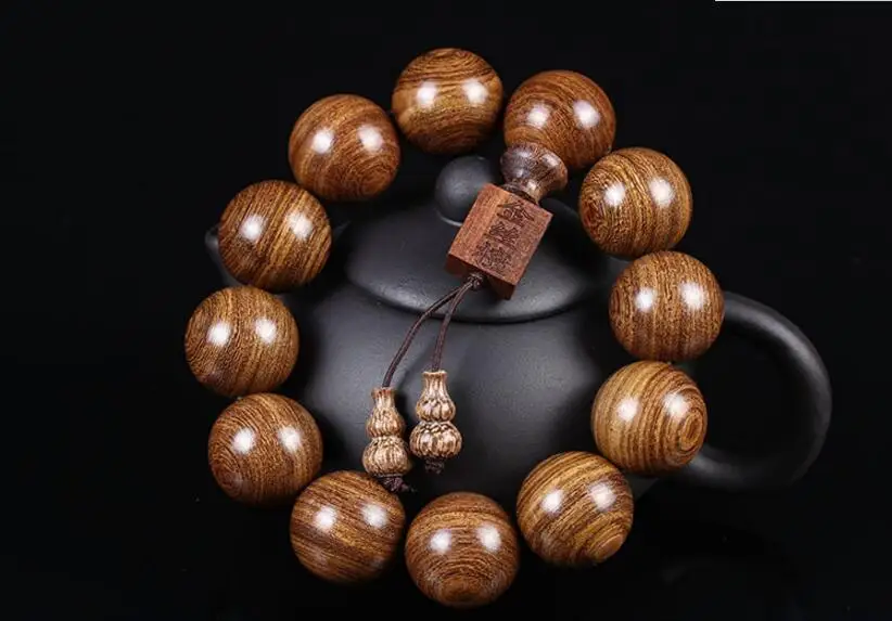 

20MM Men's Nice Fashion Smooth Round Natural ebony Wood Beads Bracelet