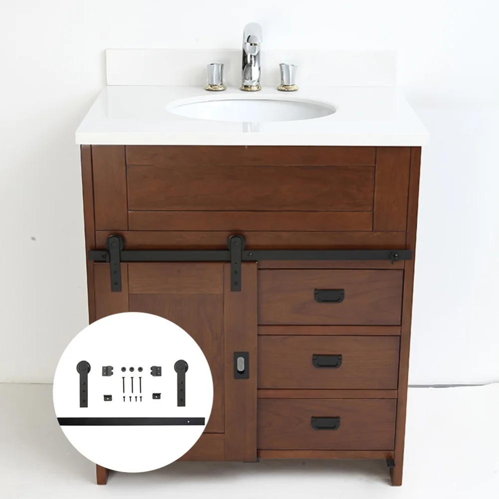 

3.3 FT High Cost-Effective Black Carbon steel REAL mini antique sliding barn door hardware for kitchen Bathroom cabinet door