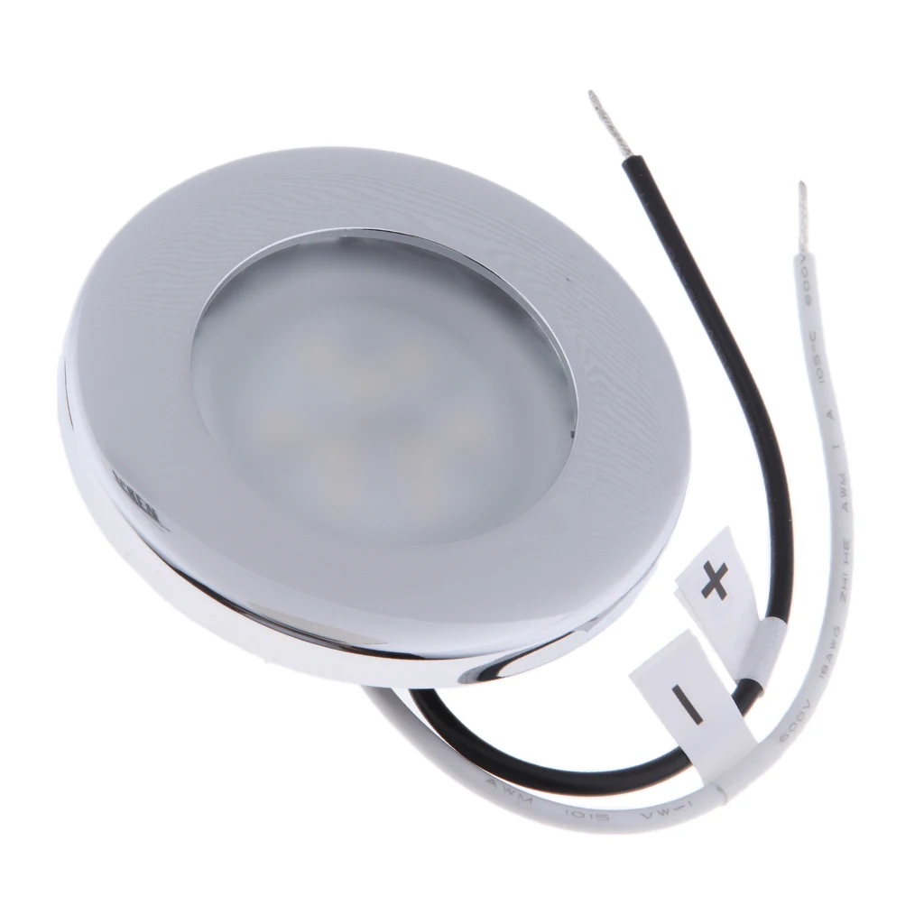 1 Pcs LED Round Roof Ceiling Interior Dome Light Lamp For Boat Yacht Car RV 3000k Warm Light Stainless Steel