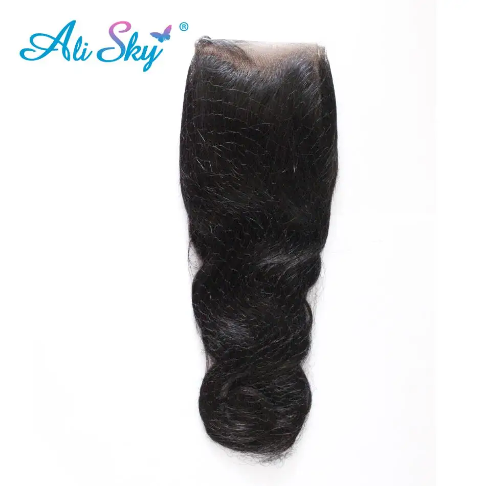 Ali Sky Hair Brazilian Natural Wave With Closure 3 Bundles With 13*4 Free Part Ear to Ear Lace Frontal Pre-colored non-Remy Hair