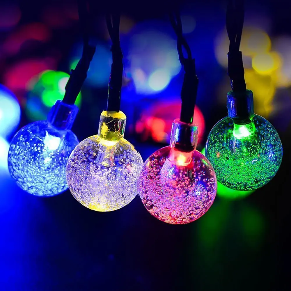 

Waterproof 30 LEDs LED Solar Bubble Crystal Ball String Light Discolorable Outdoor Festival Lighting Lights For Garden Courtyard