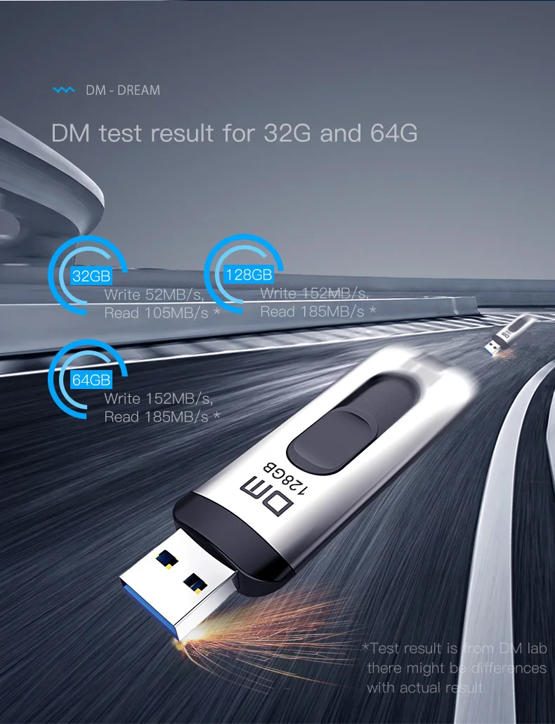 DM PD090 USB флеш-накопитель, 128 ГБ металлическая Флешка супер скоростная USB 3,0 карта памяти 64 ГБ флеш-накопитель реальная емкость 32G Writ 40 MB-100 MB