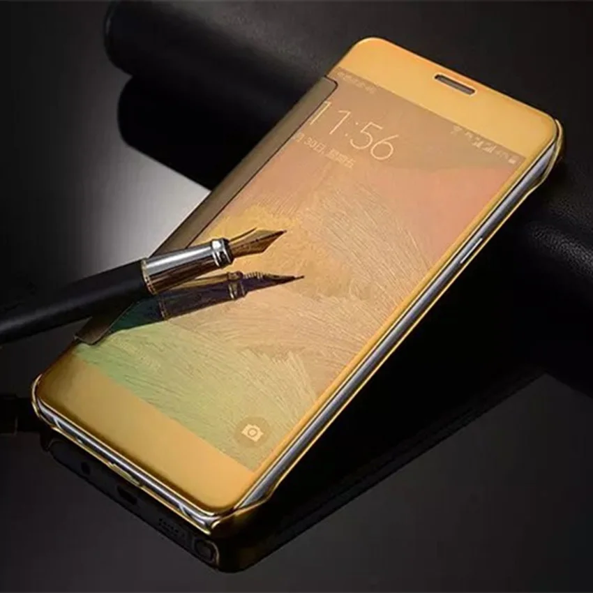 

360 Flip Case Mirror Cover For Samsung Galaxy Note 4 Note4 SM N910 N910C N910F SM-N910 SM-N910F Hard Clear View Phone Case Funda
