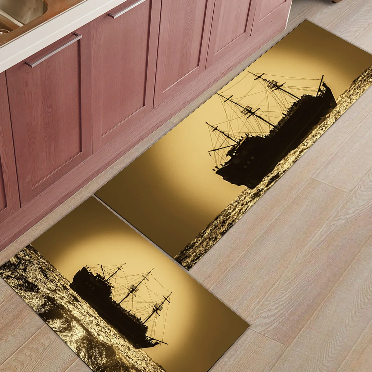 Sailboat seavel Винтаж 2 шт. коврики для входа в ванную аксессуары набор сапог скребок для обуви Ванна Душ