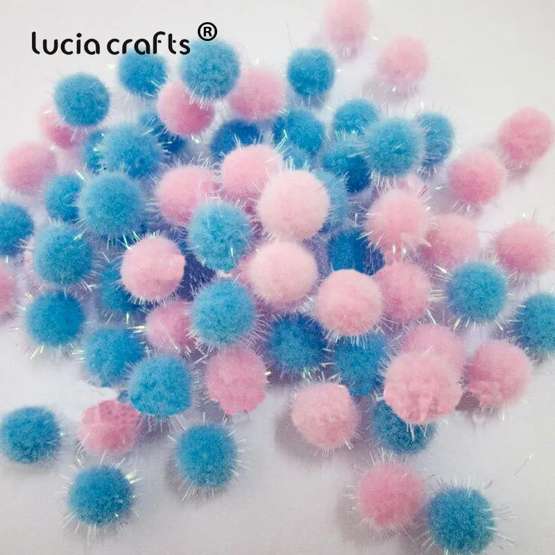 

72pcs 18mm Christmas Pink/Blue Soft Fluffy PomPoms glitter Pompoms Ball For DIY Kids Toys Accessories J0704
