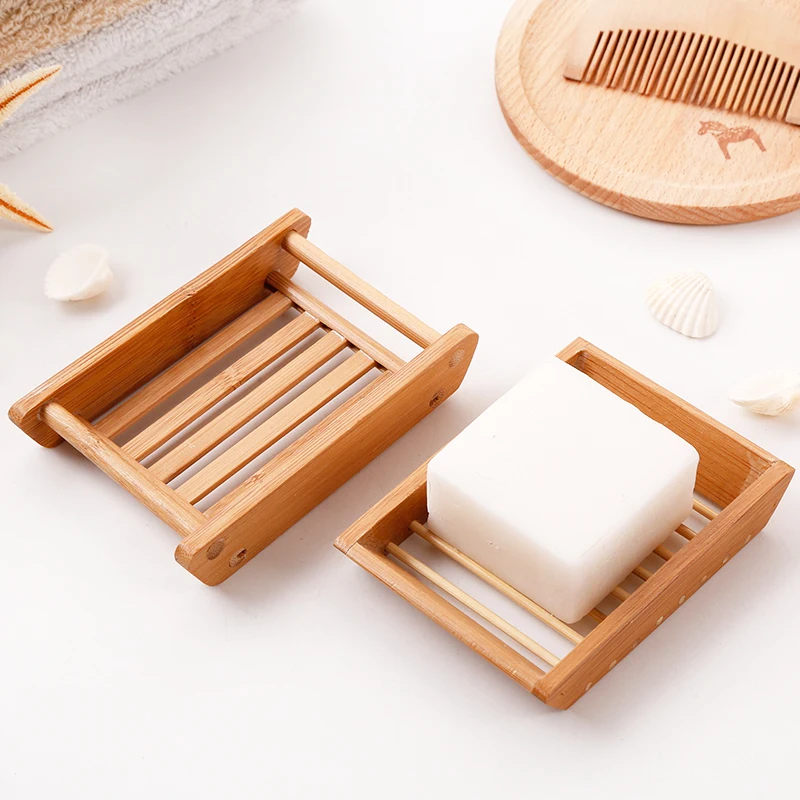Portable Soap Dishes Creative simple bamboo wood manual drain soap box soap tray bathroom toilet Japanese wooden soap box