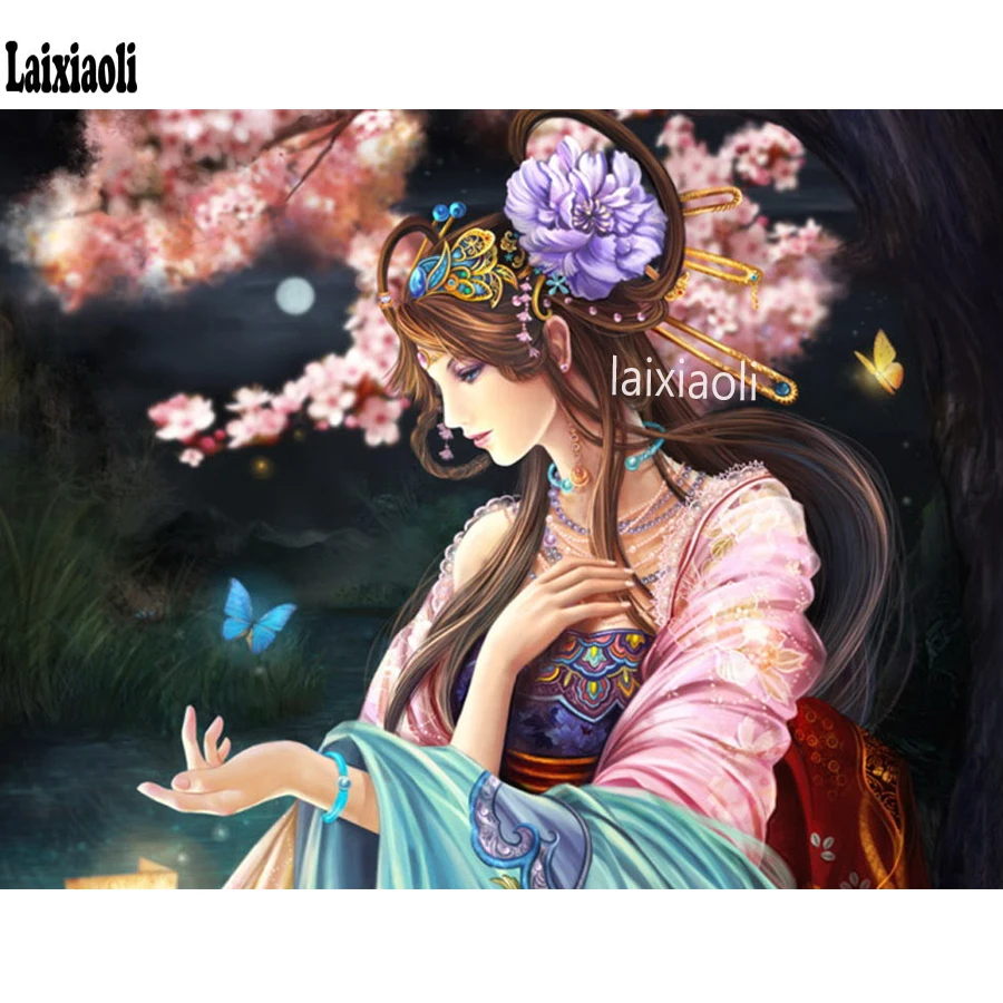 

5d diy diamond painting Japanese Ancient woman diamant Embroidery Chinese girl full square drill,new arrival round rhinestones