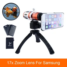 Высокая-конец 17x зум телефотографические Объективы для телескопа для Samsung S3 S4 S5 S6 S7 Plus note 2 3 4 5 штатив чехол для телефона Объективы для фотокамер комплект