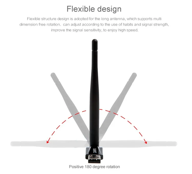 ZAPO 2.4G WIFI USB Colorful 150Mbps2dbi Адаптер антенны Беспроводной приемник 802.11n Сетевая карта для всех систем Windows Linux