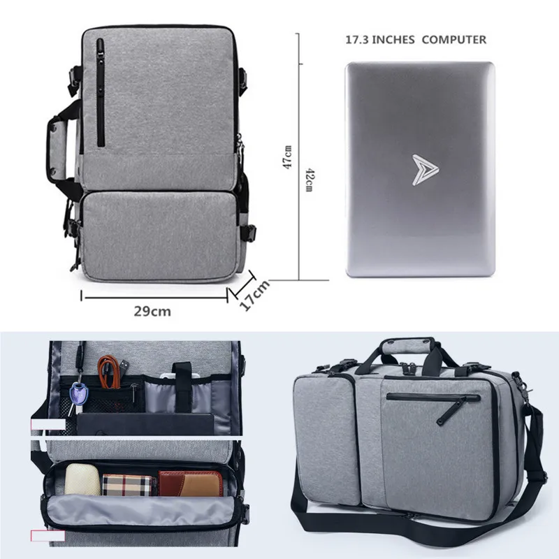 Многофункциональный деловой мужской рюкзак большой вместимости 17 дюймов для ноутбука дорожная сумка для багажа Анти-Вор водонепроницаемые школьные сумки