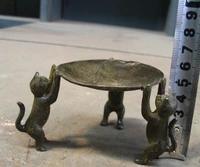 Free Shipping Three kitty old china bronze light Marvellous statue 1
