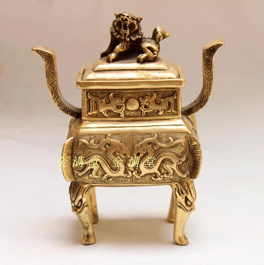 

B0601 418Bronze copper home decoration crafts decoration buddha with buddhism supplies aromatherapy furnace lion basons statue