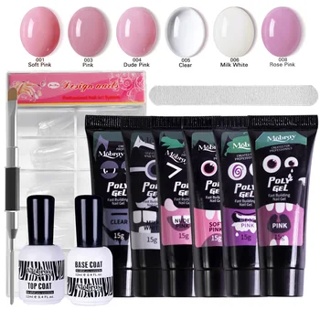 

15ML Poly Gel Set Varnish Nail Polish Art Kit Quick Building for Nails Extensions Hard Jelly Gel Removable Primer Sealing layer