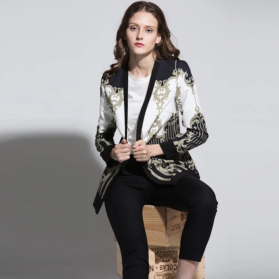 Vintage Gothic Jackets Women 2018 Autumn Winter New Slim Full Sleeve Abstract Flower Barroco Print Belt Cardigan Designer Jacket