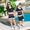 Family Matching Outfits summer Fashion Striped T-shirt Outfits Mother And Daughter Dresses And Father Son Baby Boy Girl 4