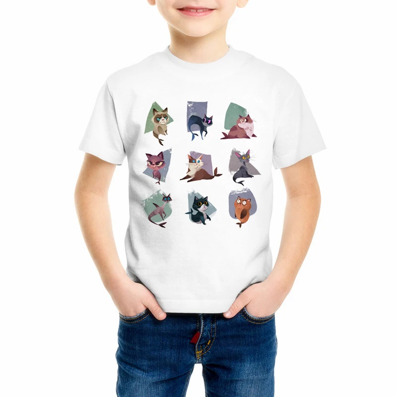 Летняя Милая Детская футболка с объемным рисунком кота из «Звездных войн», Оригинальная футболка с принтом «Звездные войны» для маленьких мальчиков и девочек, футболки, Y7-7