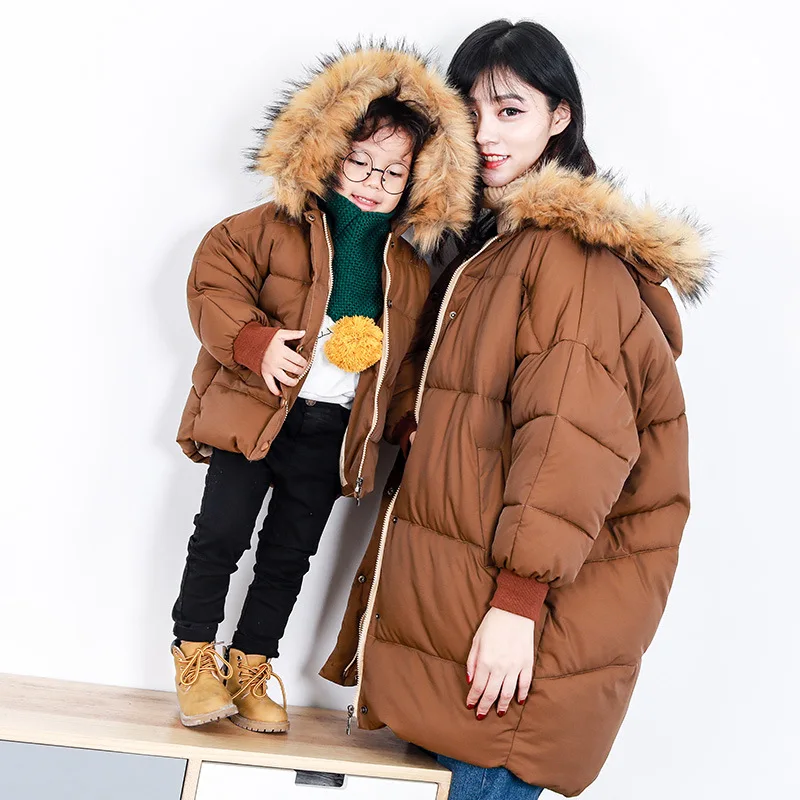 

Mother and Daughter Clothes Winter Children's Jacket Boys Long Coat Mom Daughter Son Family Pack Wholesale. 2-7 Years