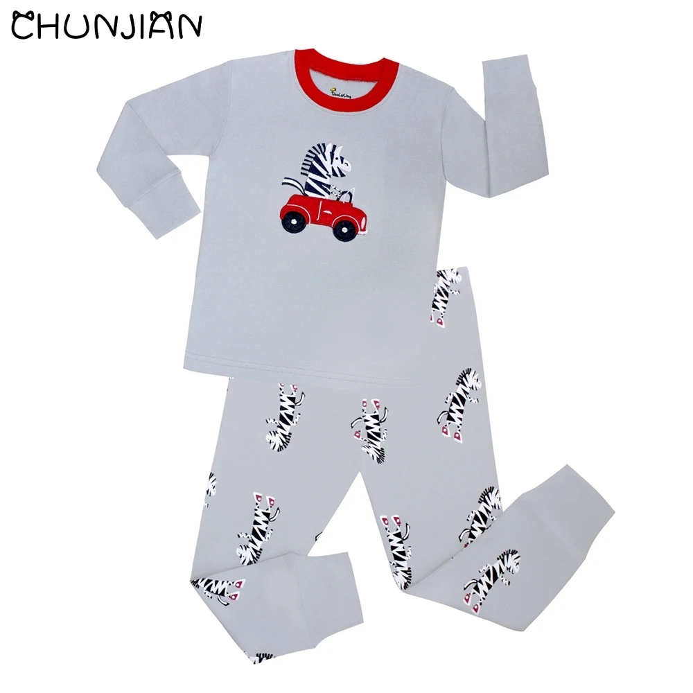 Новые пижамы для мальчиков с рисунком зебры Детские хлопковые Пижамные комплекты из 2 предметов с длинными рукавами детские пижамы Infantil пижамы для девочек детская одежда для сна