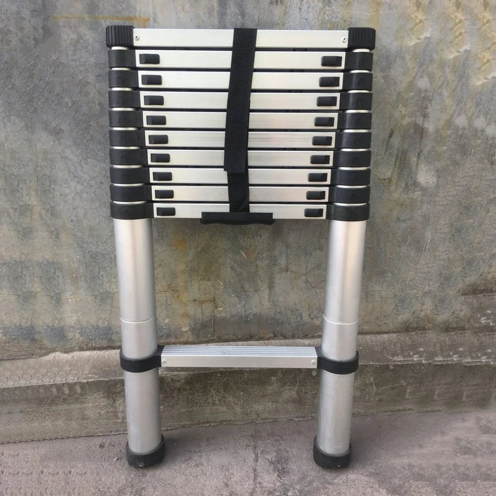 

(Ship From DE)Length 4.4M Single Telescopic Ladder Thickening Aluminum Retractable Ladder Multifunctional Folding Home Tool