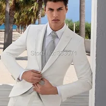 Смокинги для жениха на заказ, мужские костюмы из 3 предметов, облегающие Свадебные вечерние костюмы на заказ для мужчин, белая куртка+ брюки+ жилет+ галстук