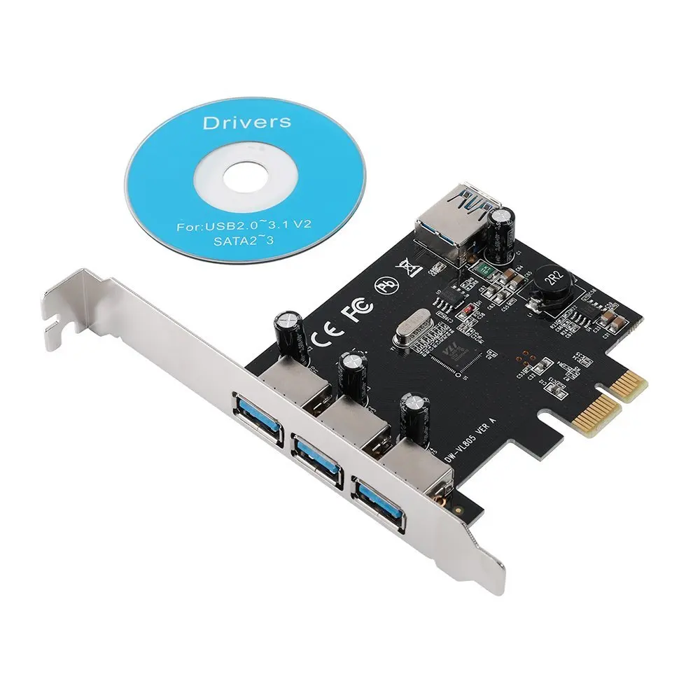 USB 3,0 PCIe карты расширения PCI-e до 4 Порты USB адаптер PCI Express контроллер USB хаб для оконные рамы настольный ПК с автономным питанием