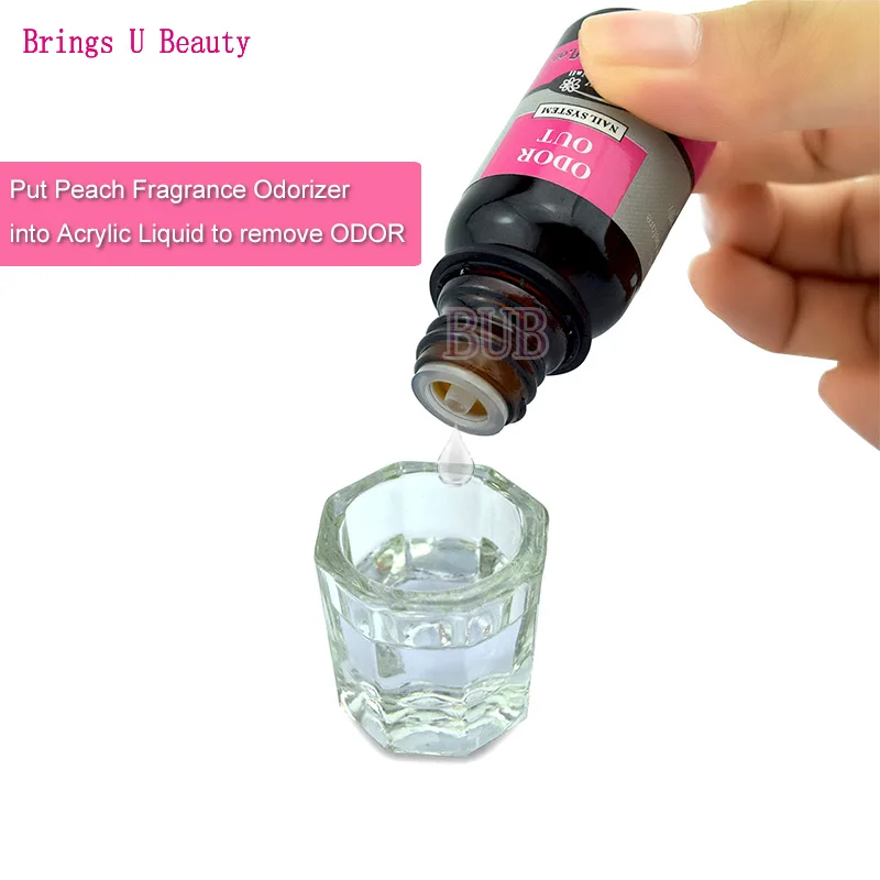 Nail Art Peach Fragrance Odorizer Acrylic Liquid ODOR OUT Odor Removal with Dropper Tube Design