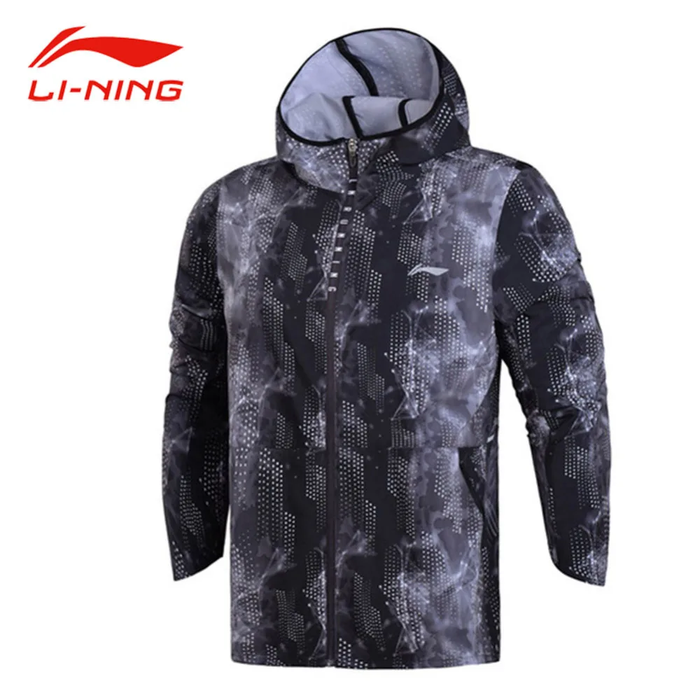 

Li-Ning Men Spring Running Windbreaker Starry Night Printing Light Hooded Sports Jackets LiNing Comfort Fitness Coats AFDN039