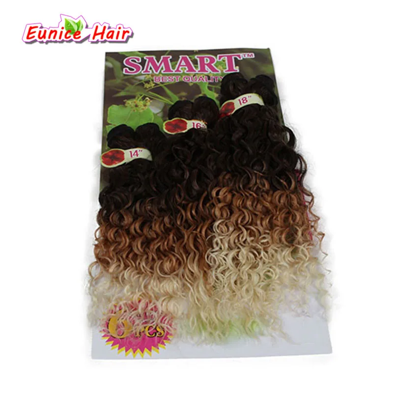 

Synthetic Hair Weaving Ombre Black Bug Purple Color Weft Hair Curly Synthetic Hair Extensions for full head 6pcs/lot 14 16 18inc