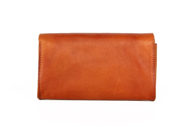 PNDME retro simple handmade genuine leather ladies clutch bag waterproof soft cowhide multi card women party wallet female purse
