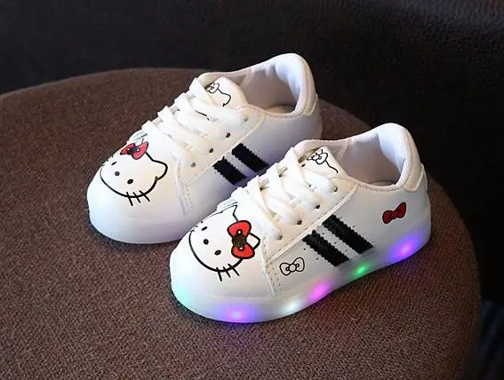 AI LIANG2018 Мода светодиодный освещенные очаровательные кроссовки Дети милые девочки мальчики обувь дышащая Высококачественная кожаная детская обувь